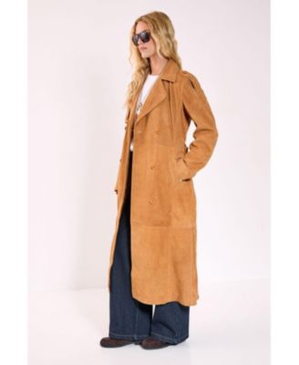 Women's Real Suede Trench Coat