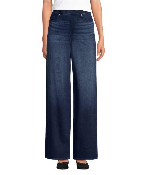 Женские джинсы Lands' End Starfish Denim High Rise Wide Leg, цвет: Индиго синий варёный