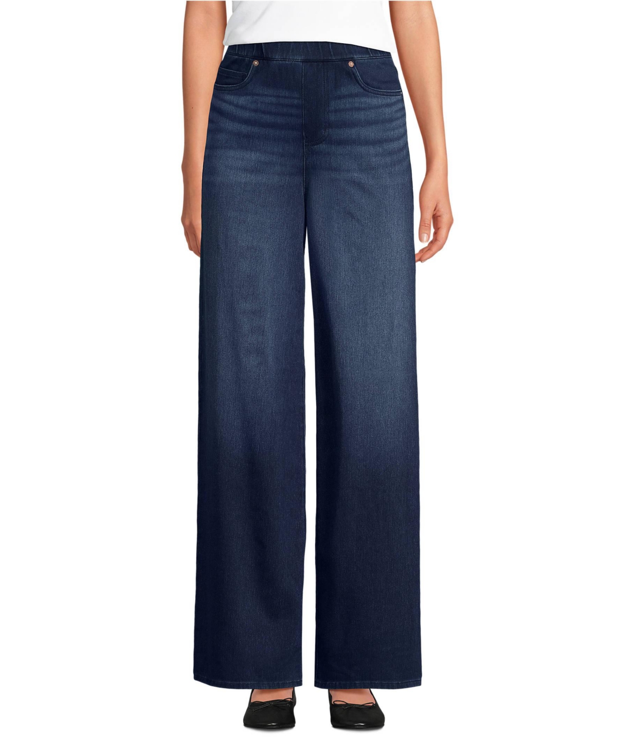 Lands' End Women's Starfish Denim High Rise Wide Leg Jeans