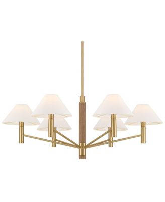Possini Euro Conrad 41 3/4" Wide Warm Gold and Wood 6-Light Chandelier