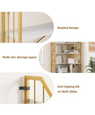 86" Tall 7-Tier Industrial L-Shaped Corner Bookshelf