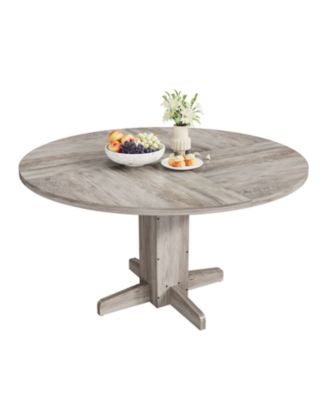47 Inch Round Dining Table for 4,Farmhouse Wood Kitchen Table, Circle Dinner Table for Kitchen, Living Room, Dining Room