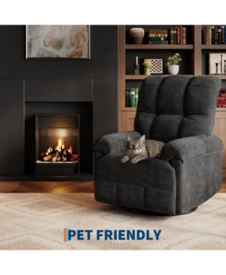 Recliner Chair, 360 Swivel Rocker Glider Nursery Chair with Padded Armrest and Deep Seat, Chenille Upholstered Reclining Sofa Chair.