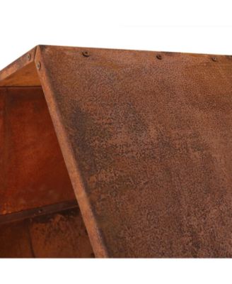 Indoor/Outdoor Heavy-Duty Steel Hexagon Honeycomb Fire Pit or Fireplace Firewood Log Rack Holder - 30" - Oxidized Rust Finish