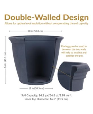 Weather-Resistant Double-Walled Anjelica Outdoor Flower Pot Planter - 20"