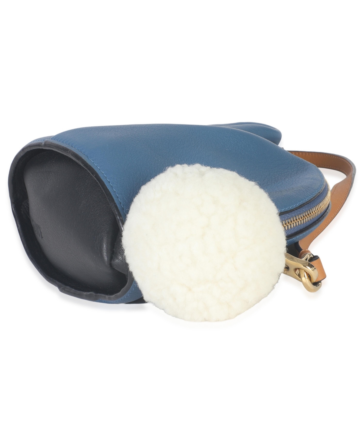 Pre-Owned Loewe Blue Calfskin Shearling Mini Bunny Crossbody