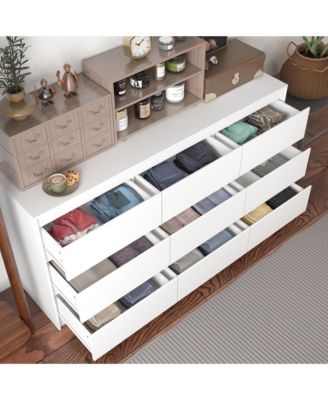 9 Drawer Dresser for Bedroom with Deep Drawers,Dressers and Chest of Drawers Handle Free for Closet Living Room