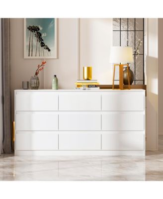 9 Drawer Dresser for Bedroom with Deep Drawers,Dressers and Chest of Drawers Handle Free for Closet Living Room
