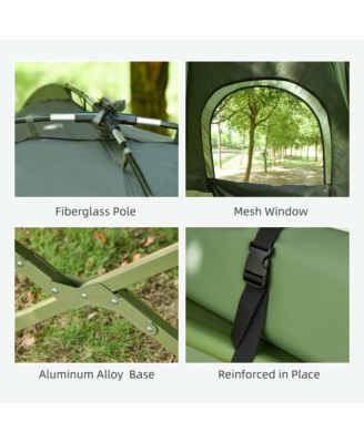 Multifunctional Folding Camping Cots for Adults, Elevated Tent with Sleeping Bag, Thick Air Mattress Pad, Portable Single Sleeping Cot Camping Bed