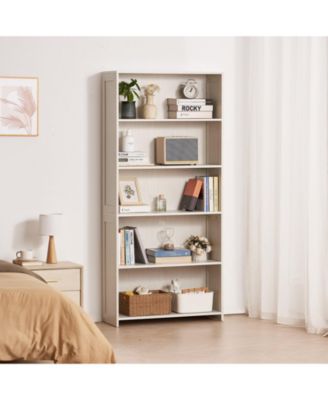 68 in 5 Tier Wide Bookshelf with Open Display Shelves
