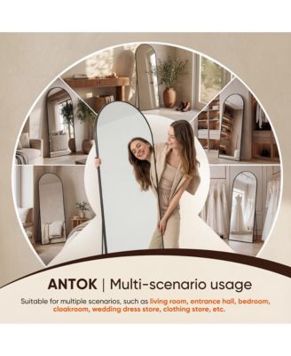 Full Length Mirror,Floor Mirror, Arch Floor Standing Mirror Freestanding Arch Full Body with Stand for Bedroom, Hanging Mounted