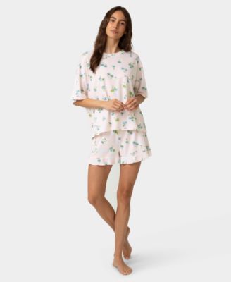 Women's Oversized T-Shirt and Boxer Shorts Pajama, 2-Piece Set