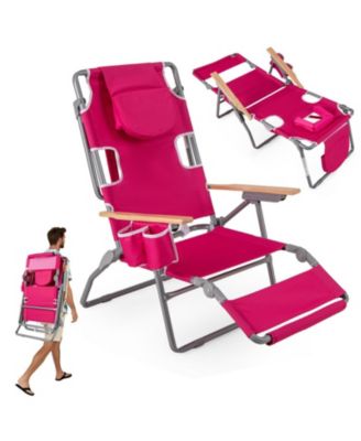 3-in-1 Folding Beach Chair with Footrest and Lay-Flat Position 26 in Wide