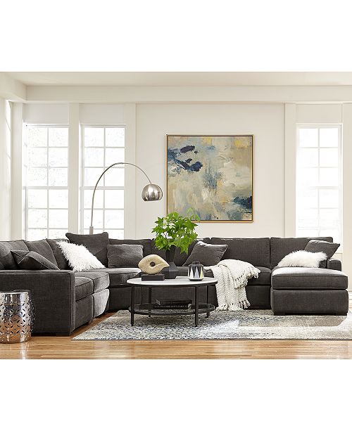furniture radley 5-piece fabric chaise sectional sofa, created for