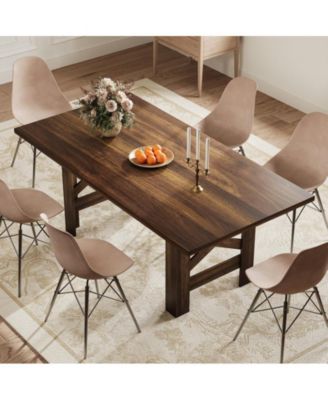 6-8 Person Long Farmhouse Wooden Dining Table