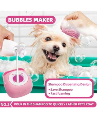 Multi Piece Pet Grooming Kit with Hair Brush, Washing Gloves, Slicker Brush and Shampoo Scrubber