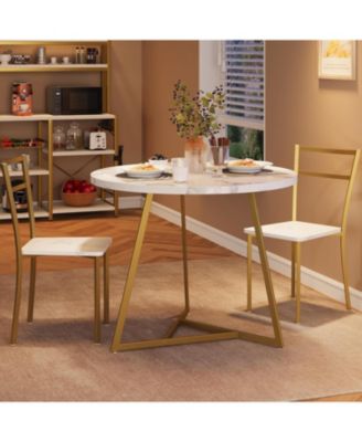 Dining Table Set for 2, Kitchen Table and Chairs for 2, Modern Round Kitchen Table Set, 3 Piece Dining Room Table Set