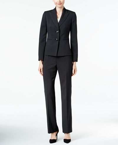 Le Suit Two-Button Pinstripe Pantsuit
