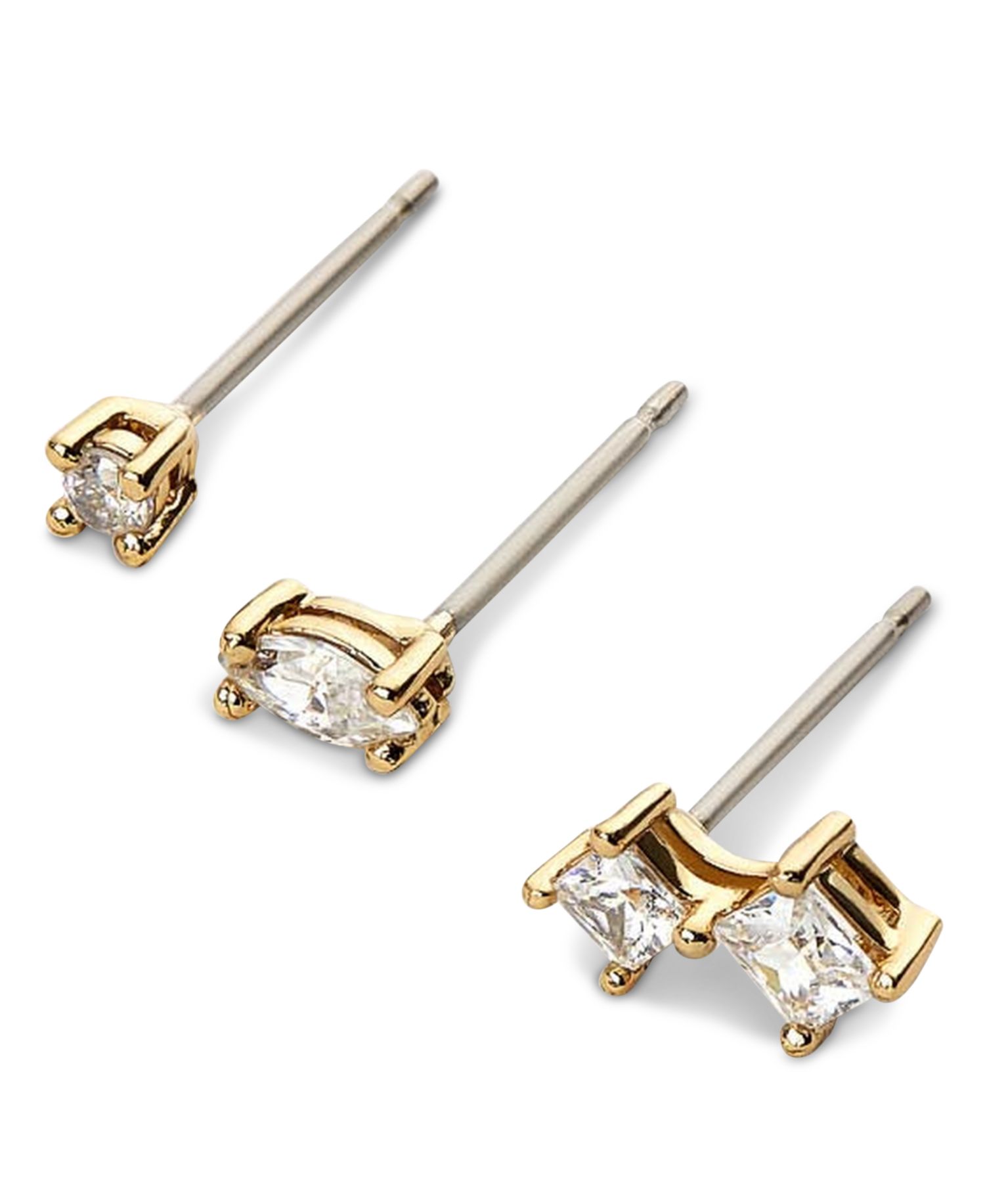Val Set Gold-Plated White Stud Earrings