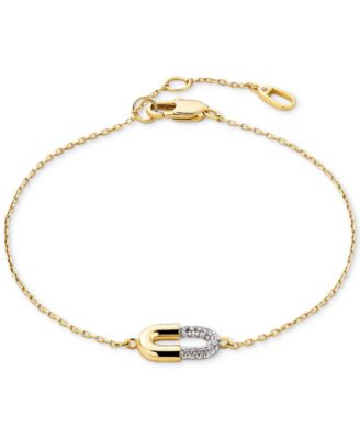 Blake Two-Tone Micropave Gold Charm Bracelet