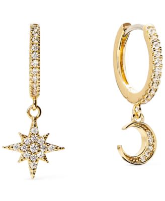 Celeste Gold-Plated Crescent Moon Huggie Hoop Earrings
