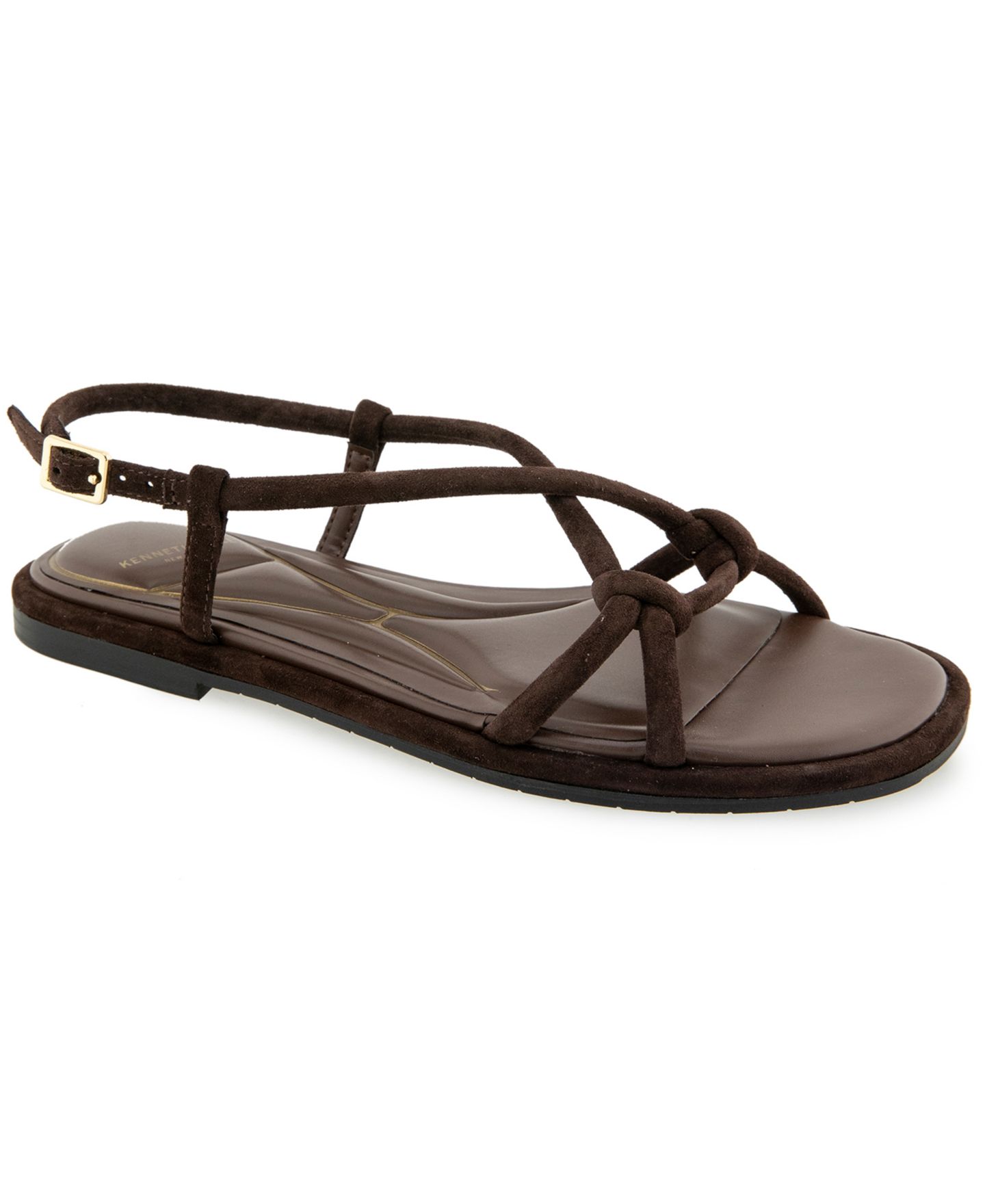 Женские сандалии Kenneth Cole New York Paria Strappy Flat, цвет: Шоколадный замшевый — фото 1