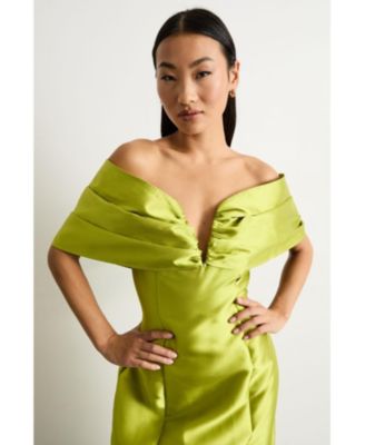 Women's Satin Twill Bardot Midi Dress