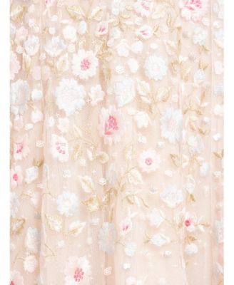 Women's Ethereal Blooms Cape Sleeve Ankle Gown