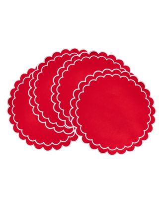 Scalloped Cotton Placemats, Set of 4
