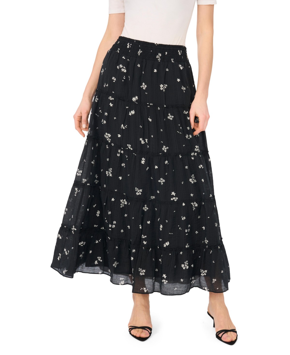 Женские юбки Vince Camuto Women's Smocked Waist Tiered Maxi Skirt — фото 2