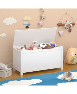 Kids Toy Chest, Wooden Toy Box Storage Organizer, Bench with Safety Hinged Lid  for Playroom, Nursery