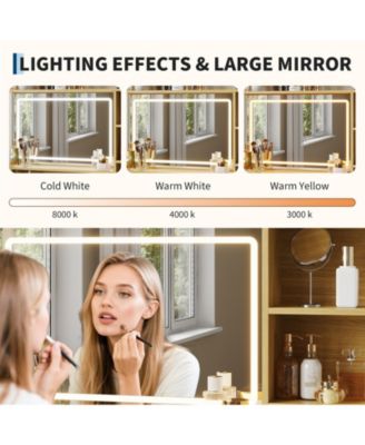  Vanity Desk with Mirror,  Makeup Vanity Table with Shelves, 4 Fabric Drawers Storage, Modern Dressing Table for Bedroom, Gift for Women