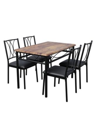 5-Piece 4-Person Rustic Dining Table Set