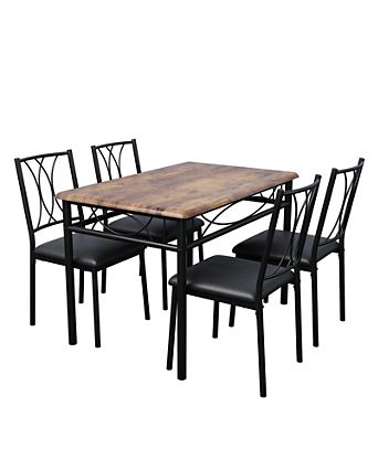 5-Piece 4-Person Rustic Dining Table Set
