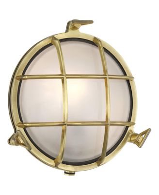 Anjali  High Industrial Outdoor Wall Light Fixture Mount Porch Bulkhead Weatherproof Gold Brass Finish