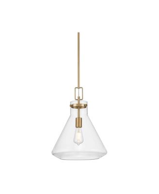  Tanit  Wide Aged Brass and Glass Pendant Light