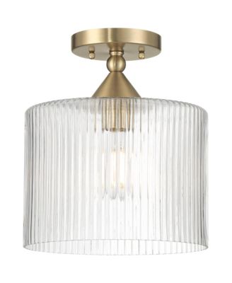  Krakow  Wide Satin Brass Fluted Glass Ceiling Light