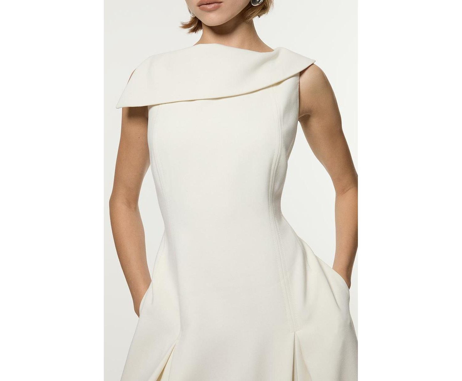 Women's Asymmetric Neck Tailored Dress