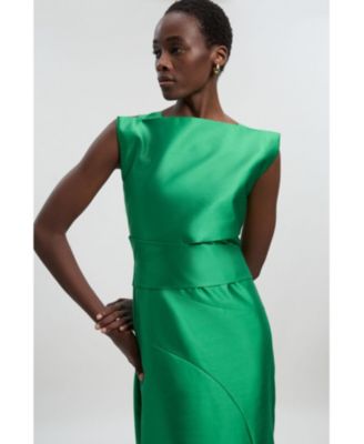 Women's Satin Twill Draped Maxi Dress