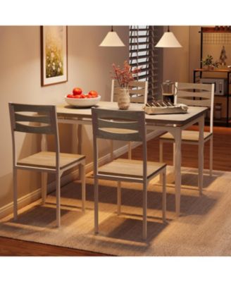 5 Piece Dining Table Set, Industrial Style Dining Table and Chairs Set for 4, Kitchen Table Set for Dining Room