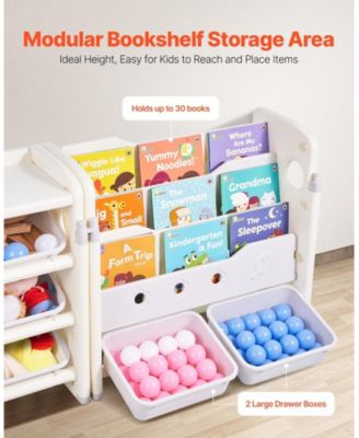 Kids Toy Storage Organizer with Bookshelf and 10 Bins