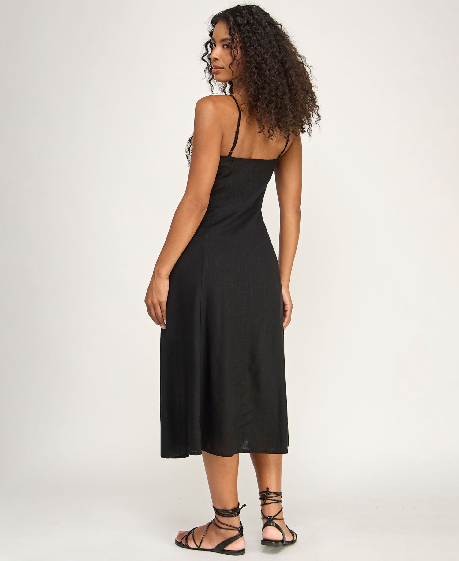Juniors' Crochet Trim Midi Dress