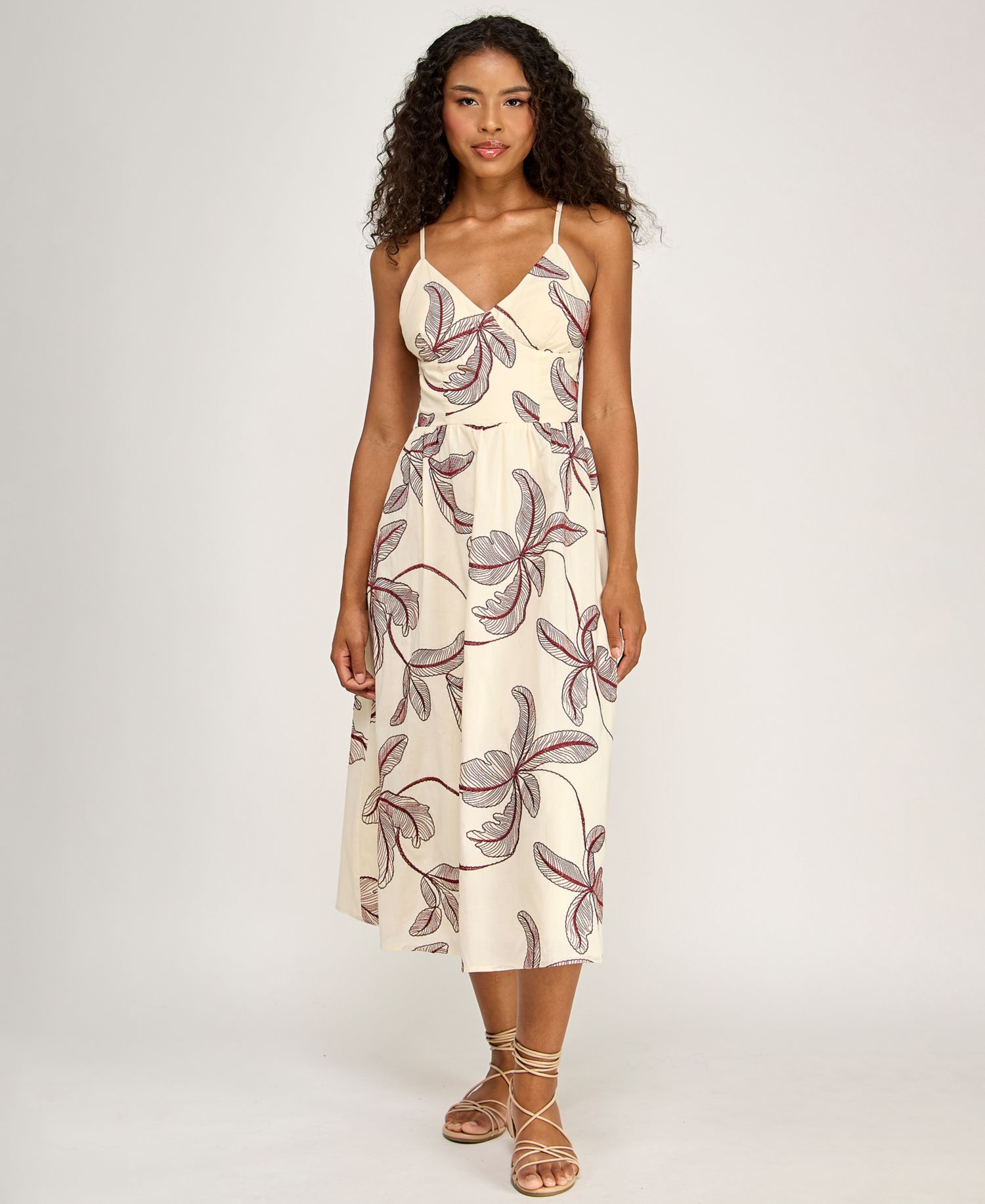 Juniors' Embroidered Midi Dress