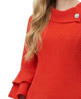 Petite 3/4-Sleeve Shawl Collar Dress