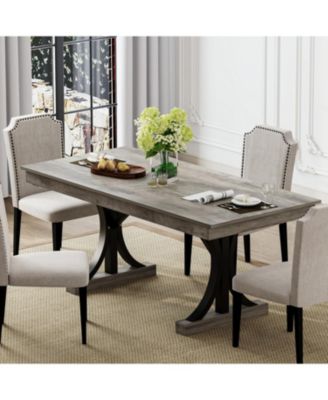 71" Wooden Kitchen Table with Two Drawers, Large Dining Table for 6-8 Large Tabletop and Sturdy Frame, Rectangular Dining Table