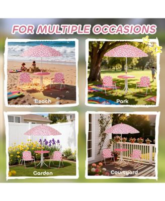 Kids Picnic Table with 2 Folding Chairs and Umbrella,