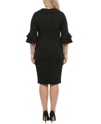 Plus Size 3/4-Sleeve Shawl Collar Dress