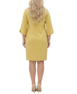 Plus Size 3/4-Petal-Sleeve Dress