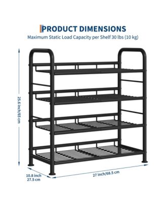 Metal Shoe Rack with Adjustable Flat or Tilt Shelves, Space Saving Shoe Storage Organizer for Entryway, Closet or Bedroom