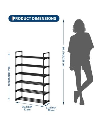 Slim Shoe Rack with Metal Frame and Fabric Shelves, Adjustable Shoe Storage Organizer for Entryway, Bedroom, Closet and Living Room